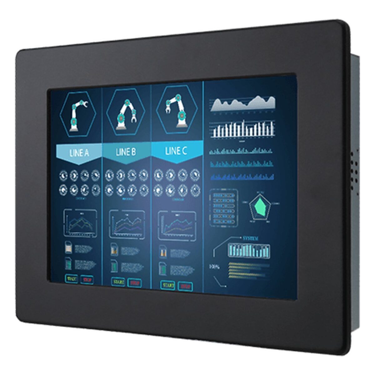 Winmate R10L100-IPT2HB 10.4 inch monitor, angled front view