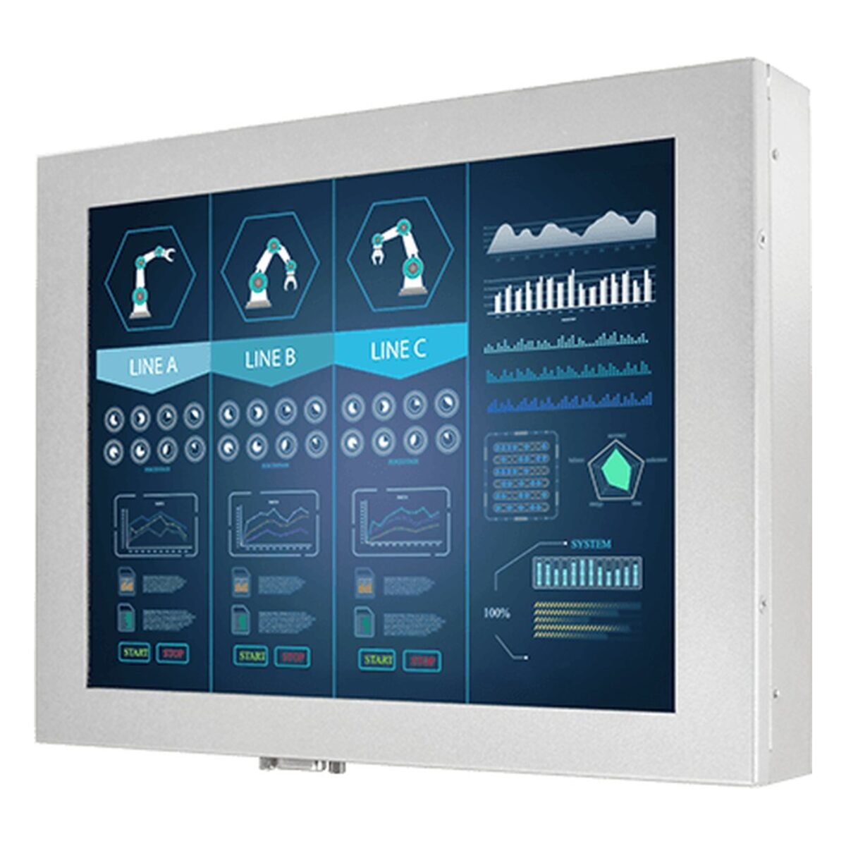 Winmate R10L600-CHP3TR 10.4 inch monitor, angled front view
