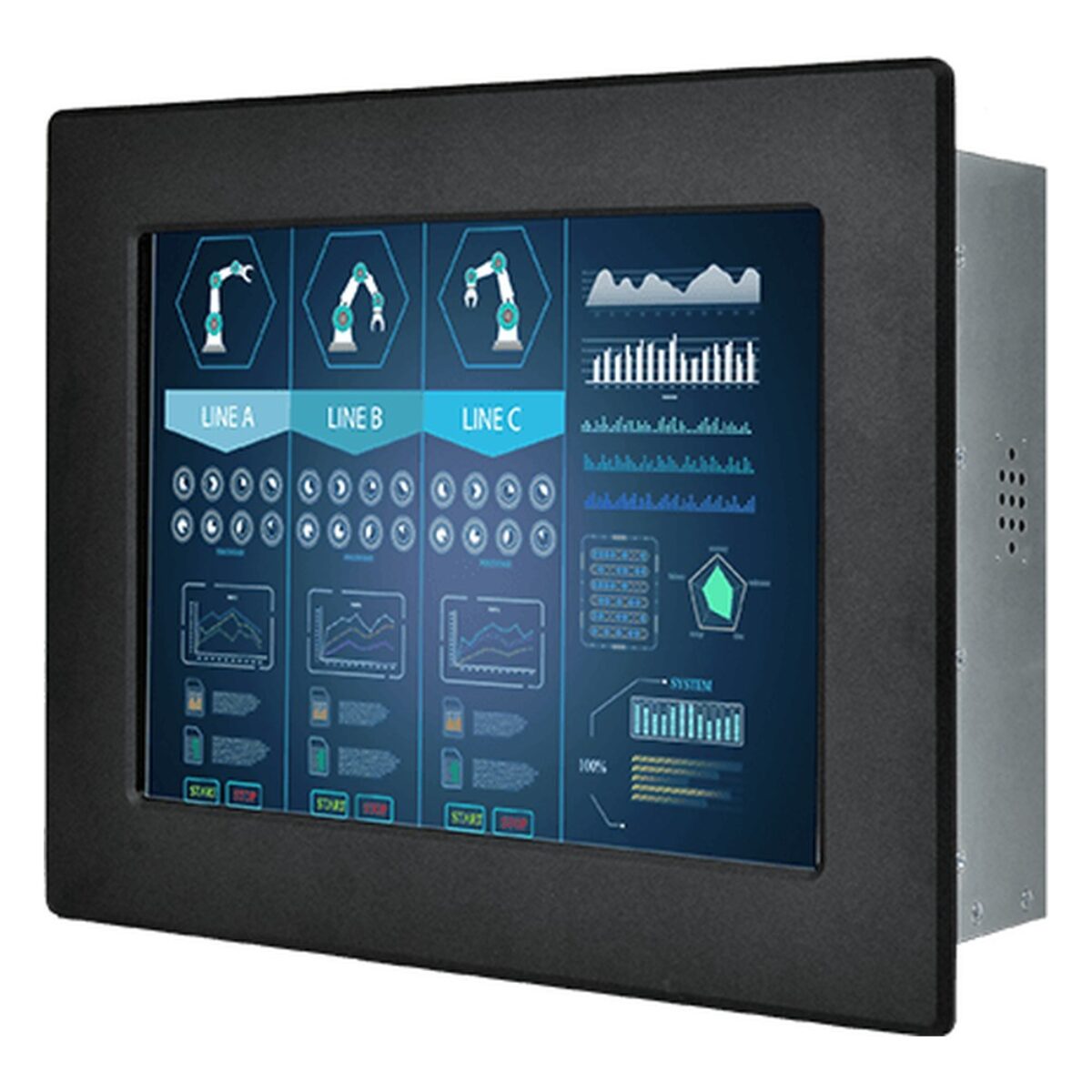 Winmate R10L600-IPP1TR 10.4 inch monitor, angled front view
