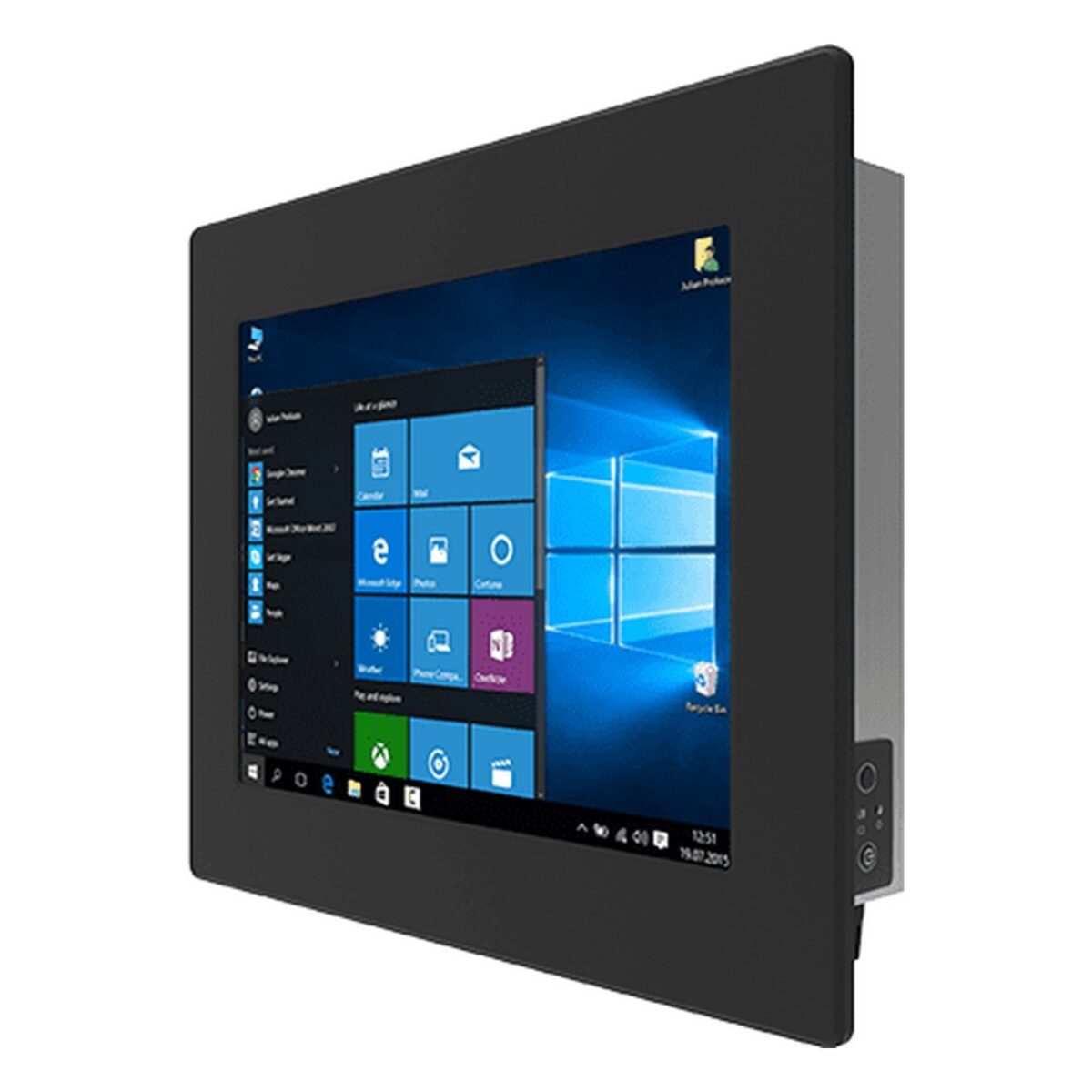 Winmate R12IAD3S-IPM2 12.1 inch panel PC, angled front view