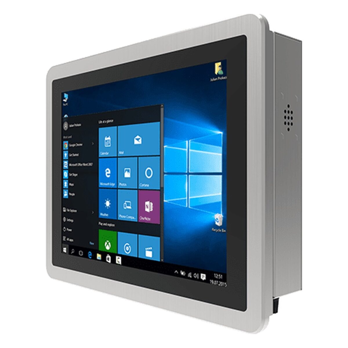 Winmate R12IAD3S-PPM2 12.1 inch HMI panel PC, angled front view