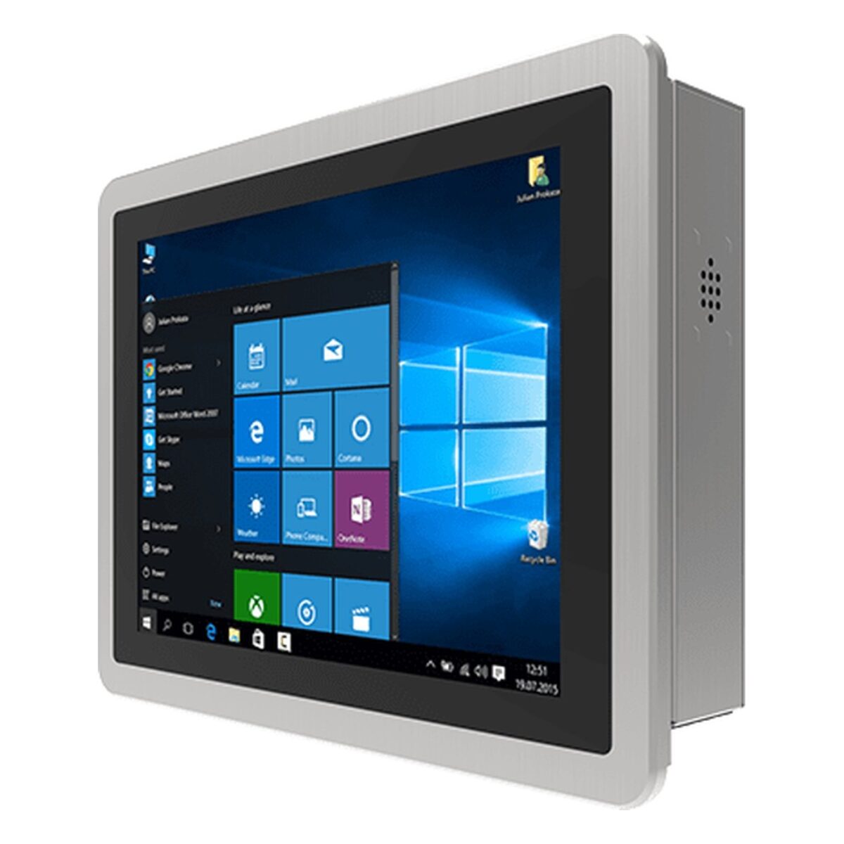 Winmate R12IP7T-PPM2 12.1 inch HMI panel PC, angled front view