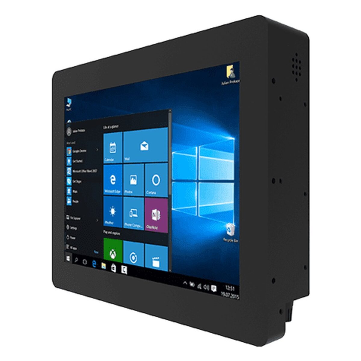 Winmate R12IT3S-CHM2 12.1 inch panel PC, angled front view