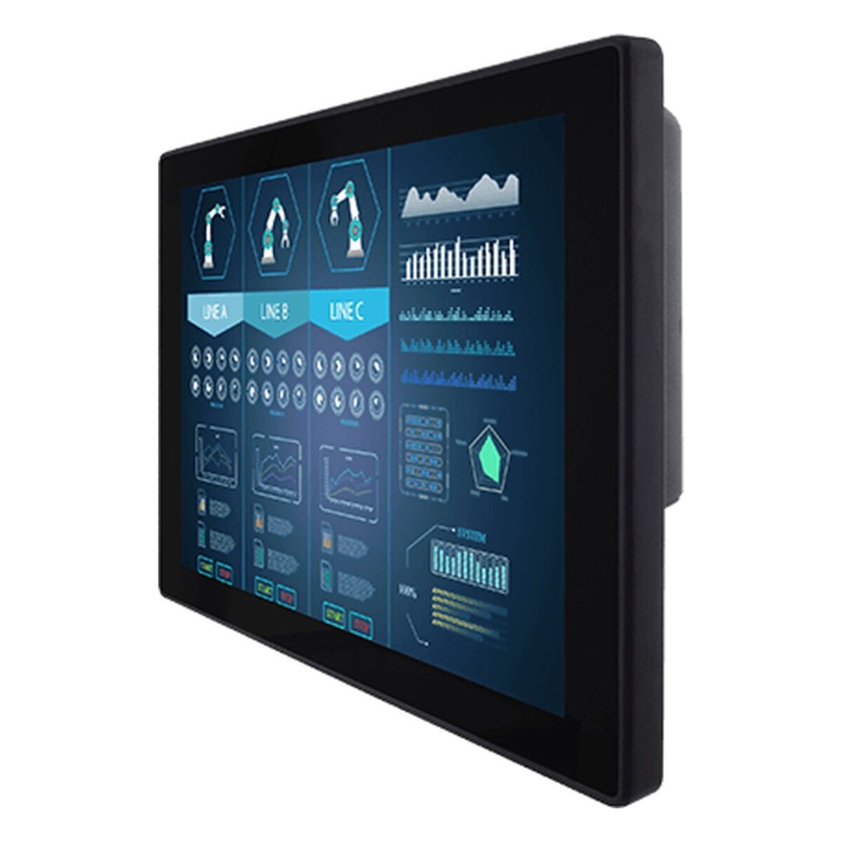 Winmate R12L100-PCM2(HB) 12.1 inch monitor, angled front view
