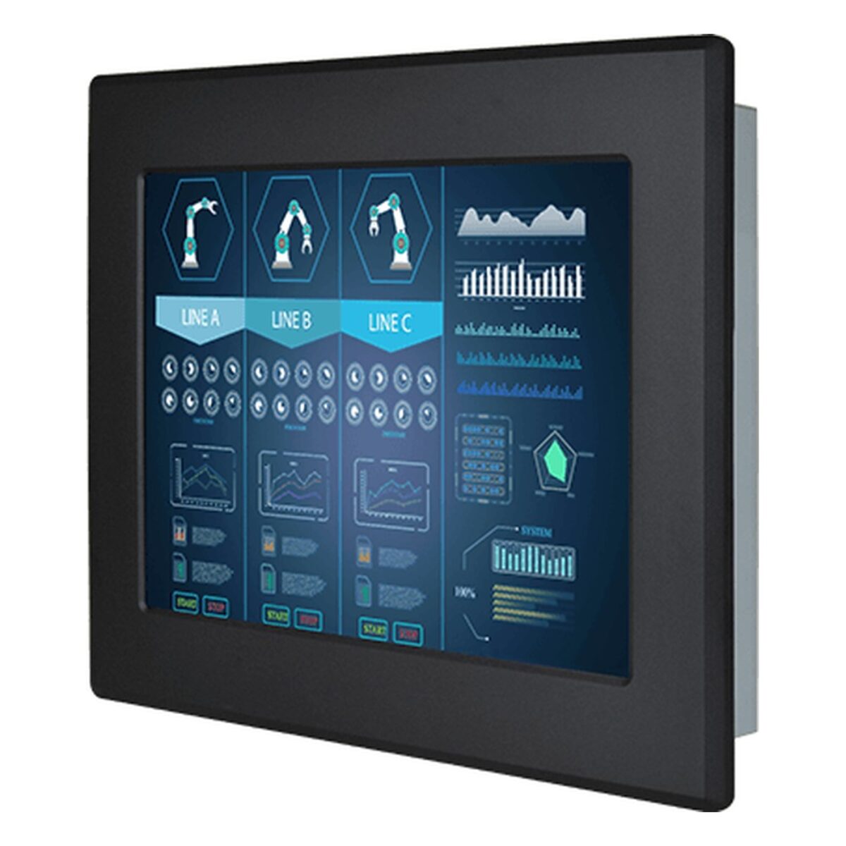Winmate R12T600-PML1 12.1 inch monitor, angled front view