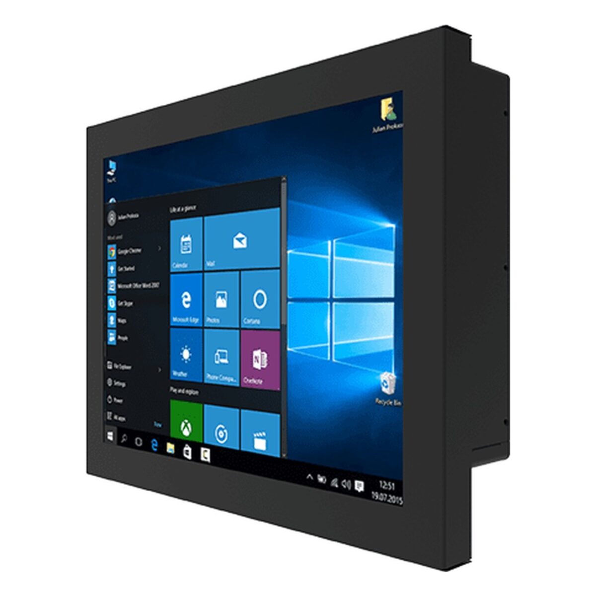 Winmate R15IAD3S-CHC3 15 inch panel PC, angled front view