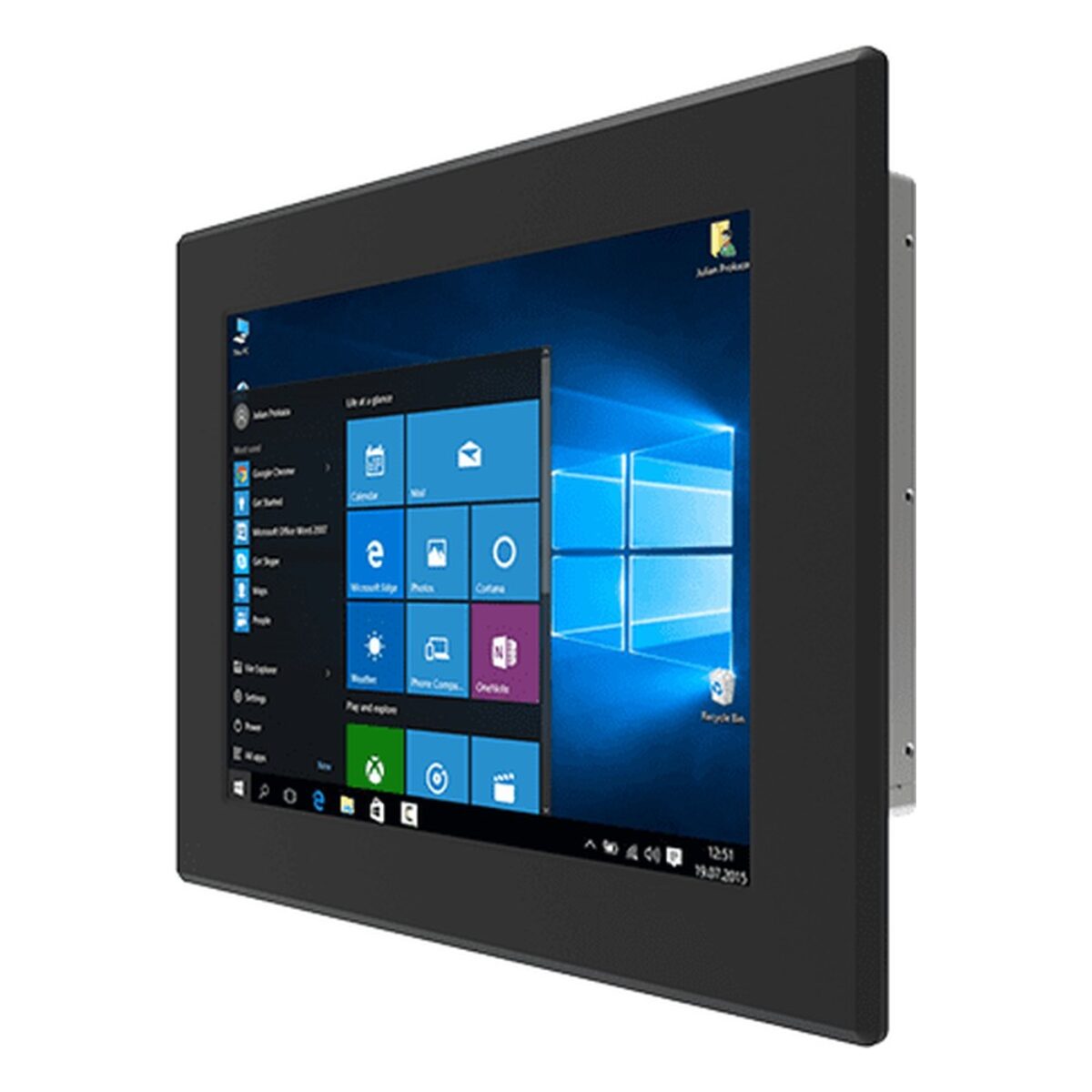 Winmate R15IAD3S-IPC3 15 inch panel PC, angled front view