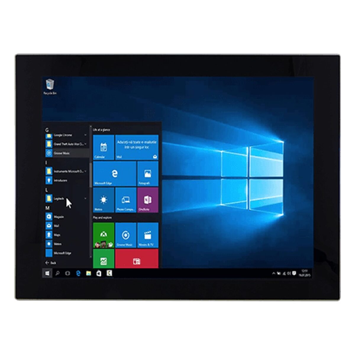 Winmate R15IE3S-PCC3-POE 15 inch panel PC, front view of the screen