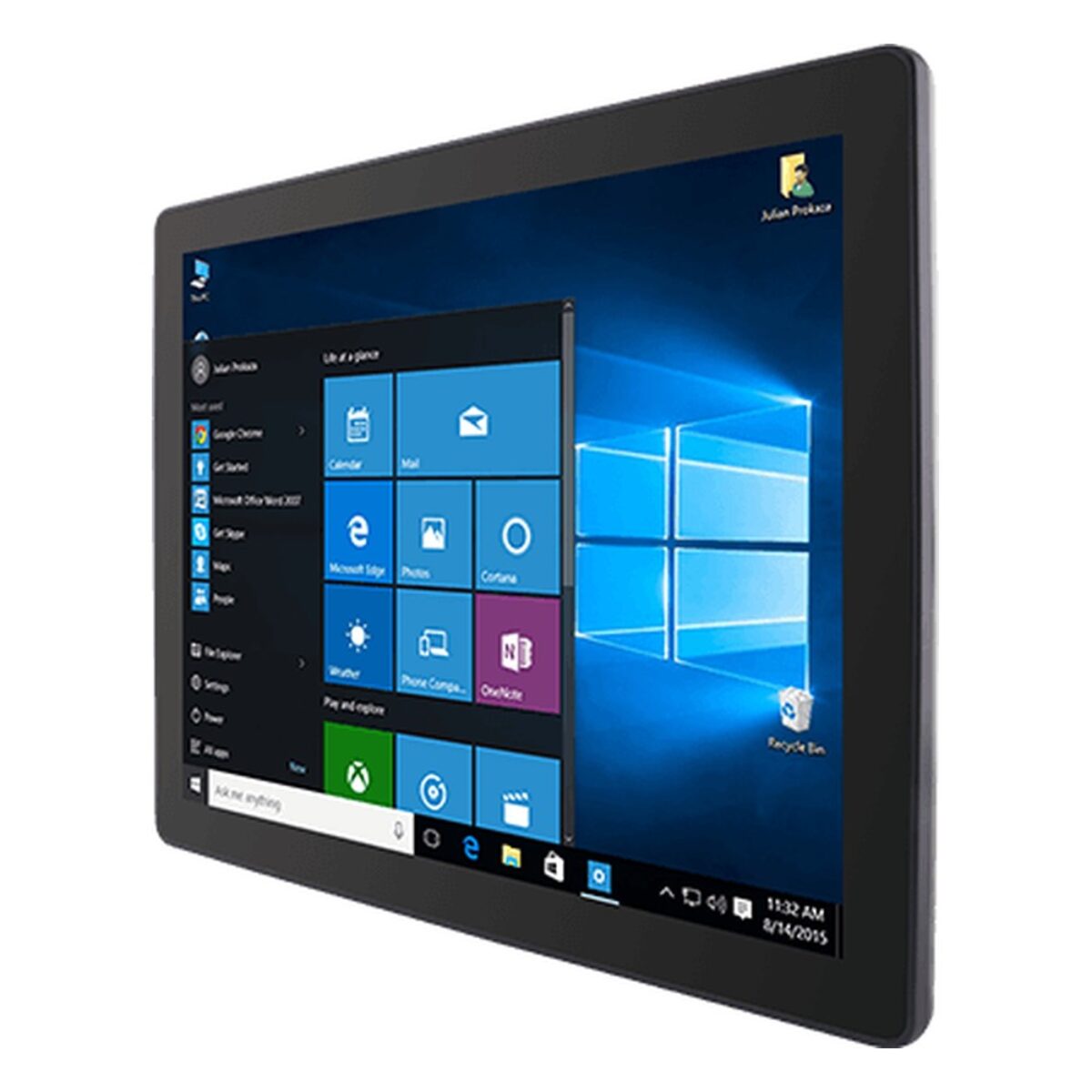 Winmate R15IE3S-PTC3-POE 15 inch panel PC, angled front view