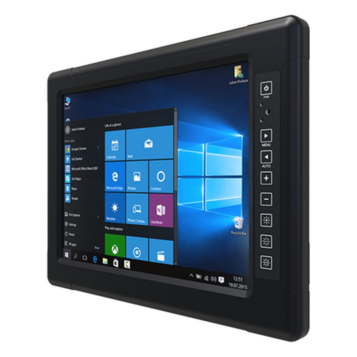 Winmate R15IE3S-VMC3(HB) 15 inch panel PC, angled front view