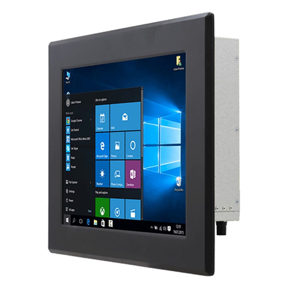 Winmate R15IP7T-IPC3 15 inch panel PC, angled front view