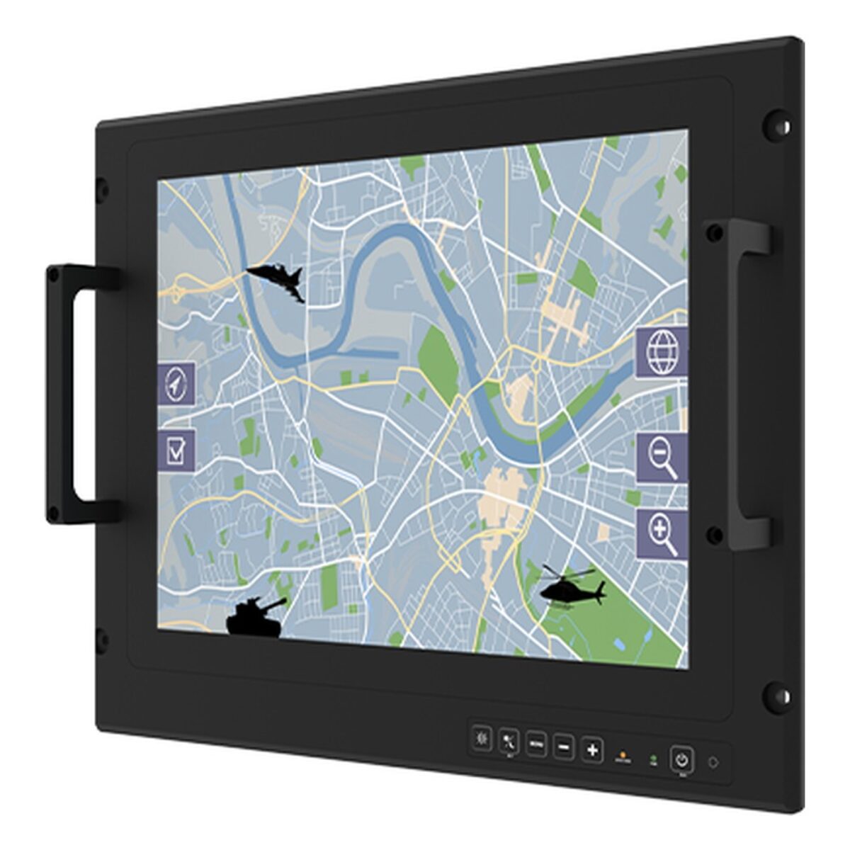 Winmate R15IT3S-MLA3FP 15 inch panel PC, angled front view