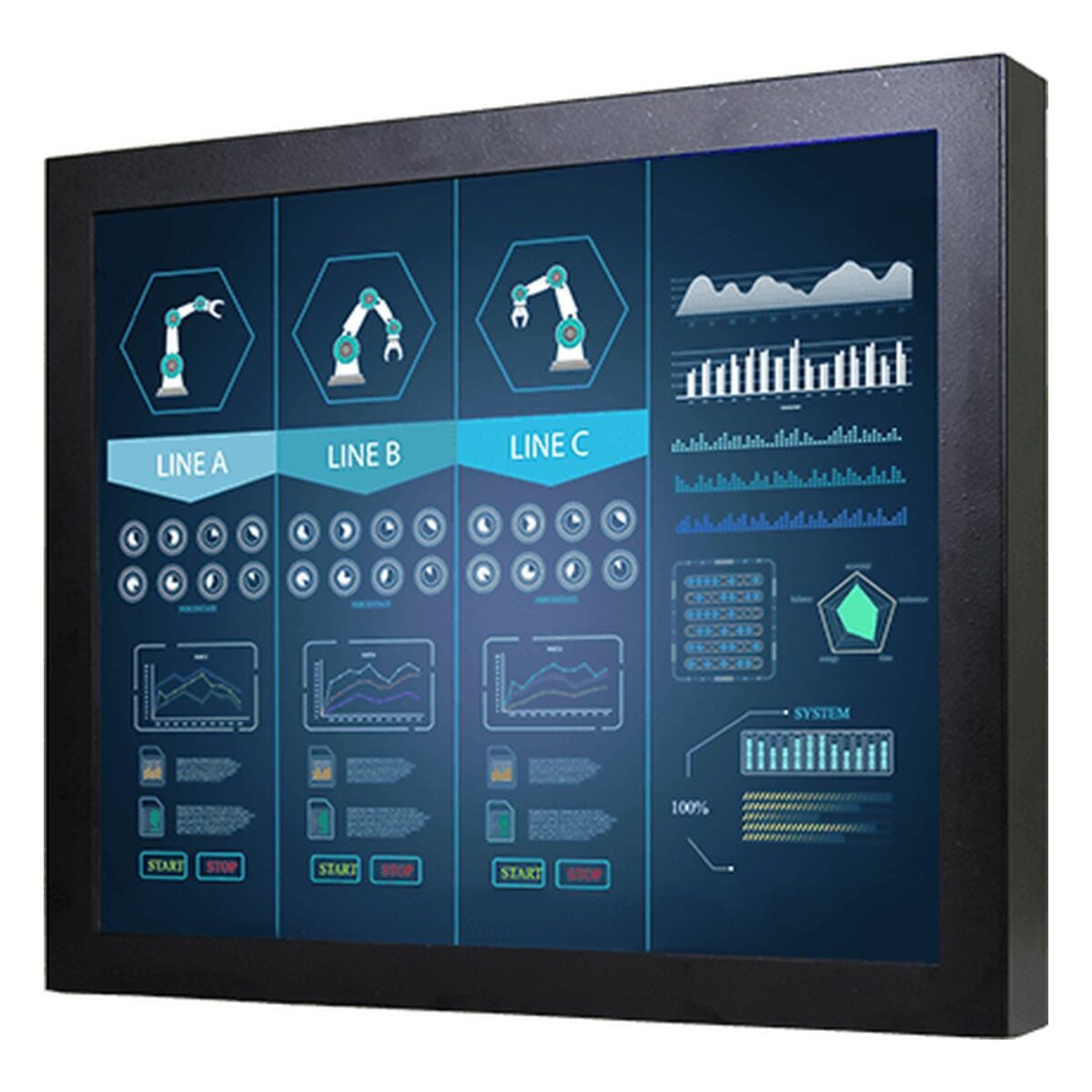 Winmate R15L100-CHA3WT 15 inch monitor, angled front view