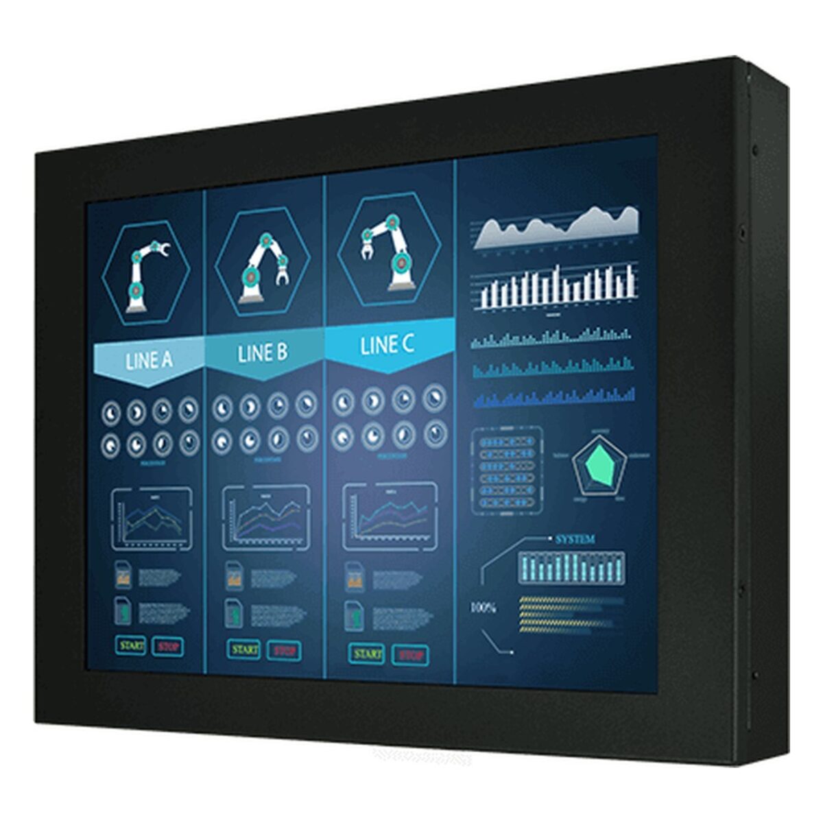 Winmate R15L100-CHC3OD 15 inch monitor, angled front view