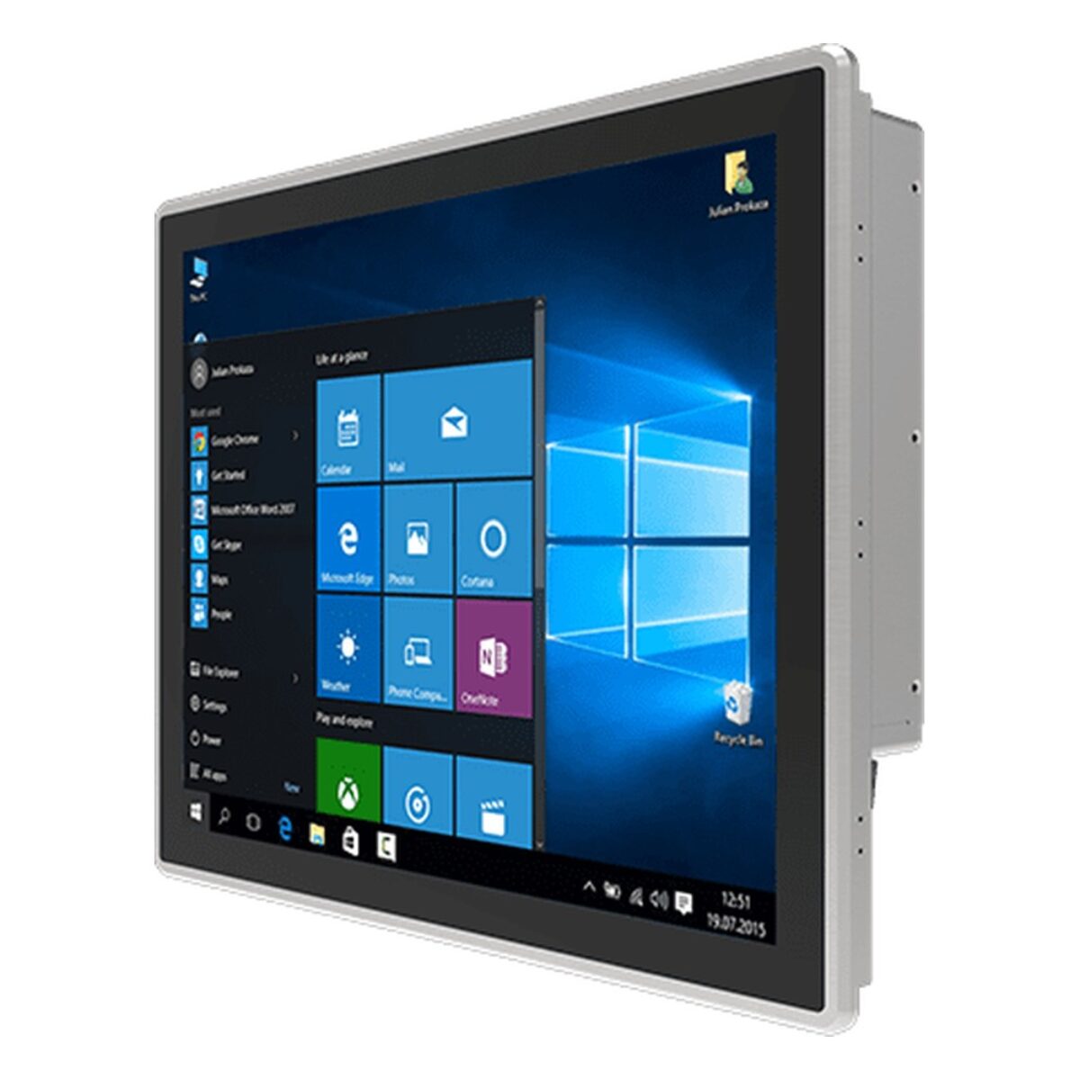 Winmate R17IP7T-PPM1 17 inch HMI panel PC, angled front view