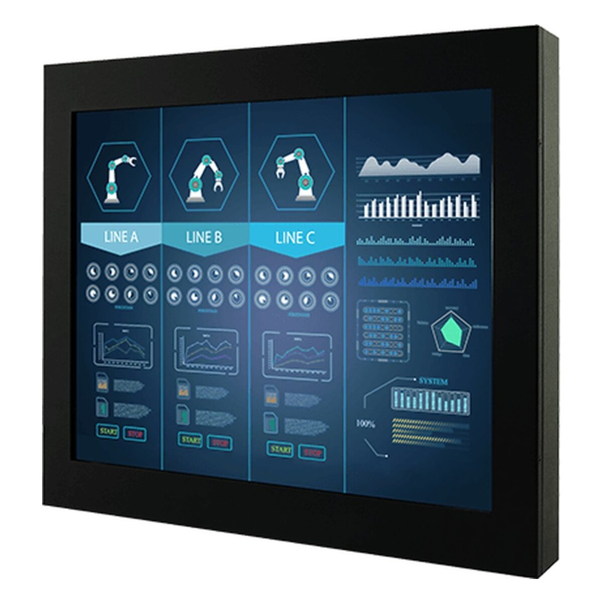 Winmate R17L500-CHM1 17 inch monitor, angled front view