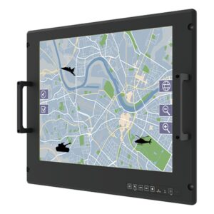 Winmate R19IAD3S-MLA3FP 19 inch panel PC, angled front view