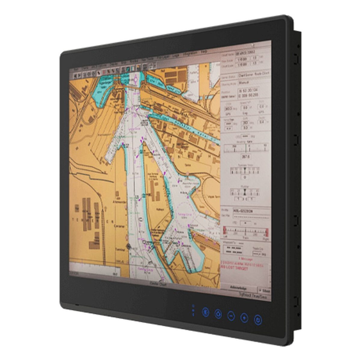 Winmate R19IAD3S-MRM2FP 19 inch panel PC, angled front view