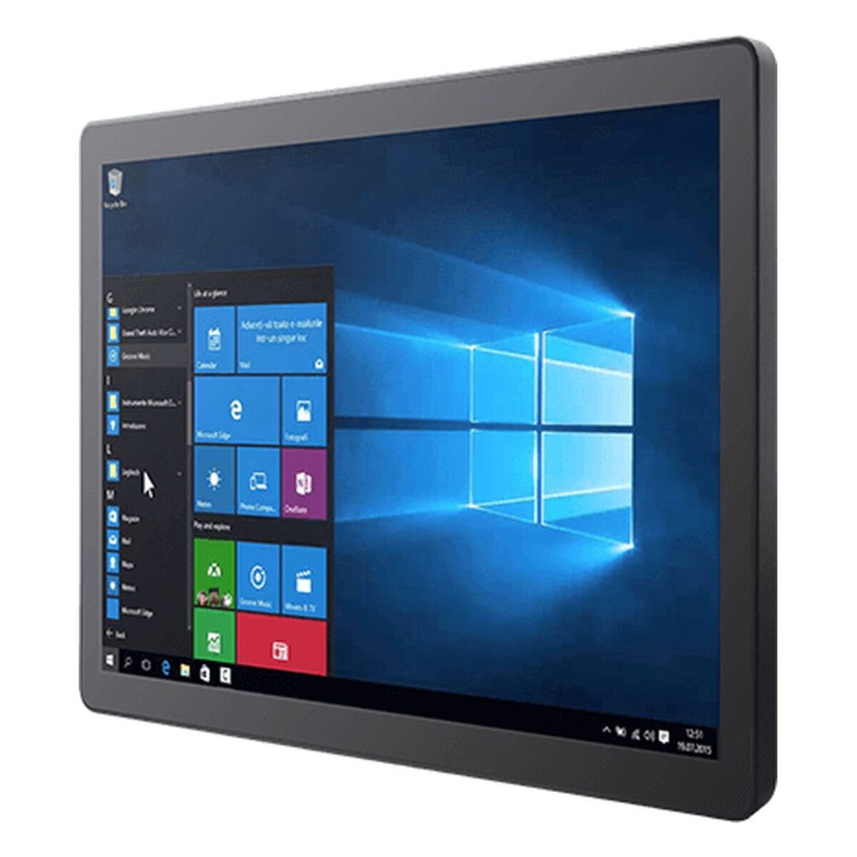 Winmate R19IE3S-GCM1 19 inch panel PC, angled front view