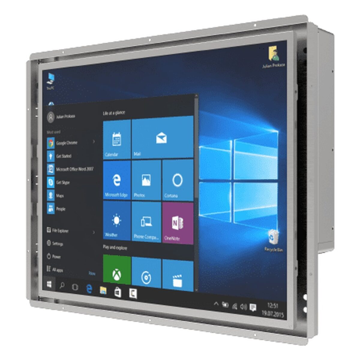 Winmate R19IT7T-OFA1 19 inch panel PC, angled front view
