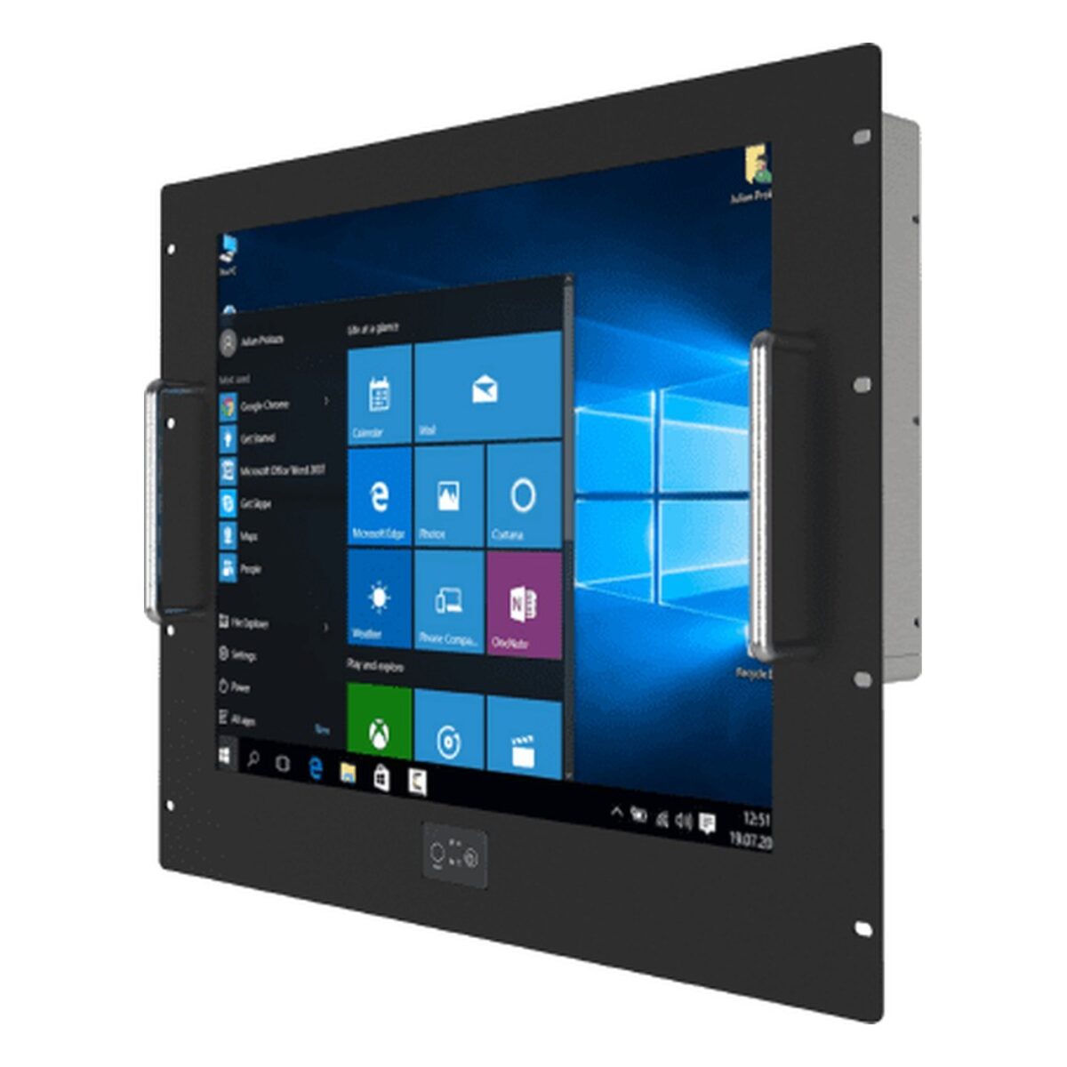 Winmate R19IT7T-RKM1 19 inch panel PC, angled front view