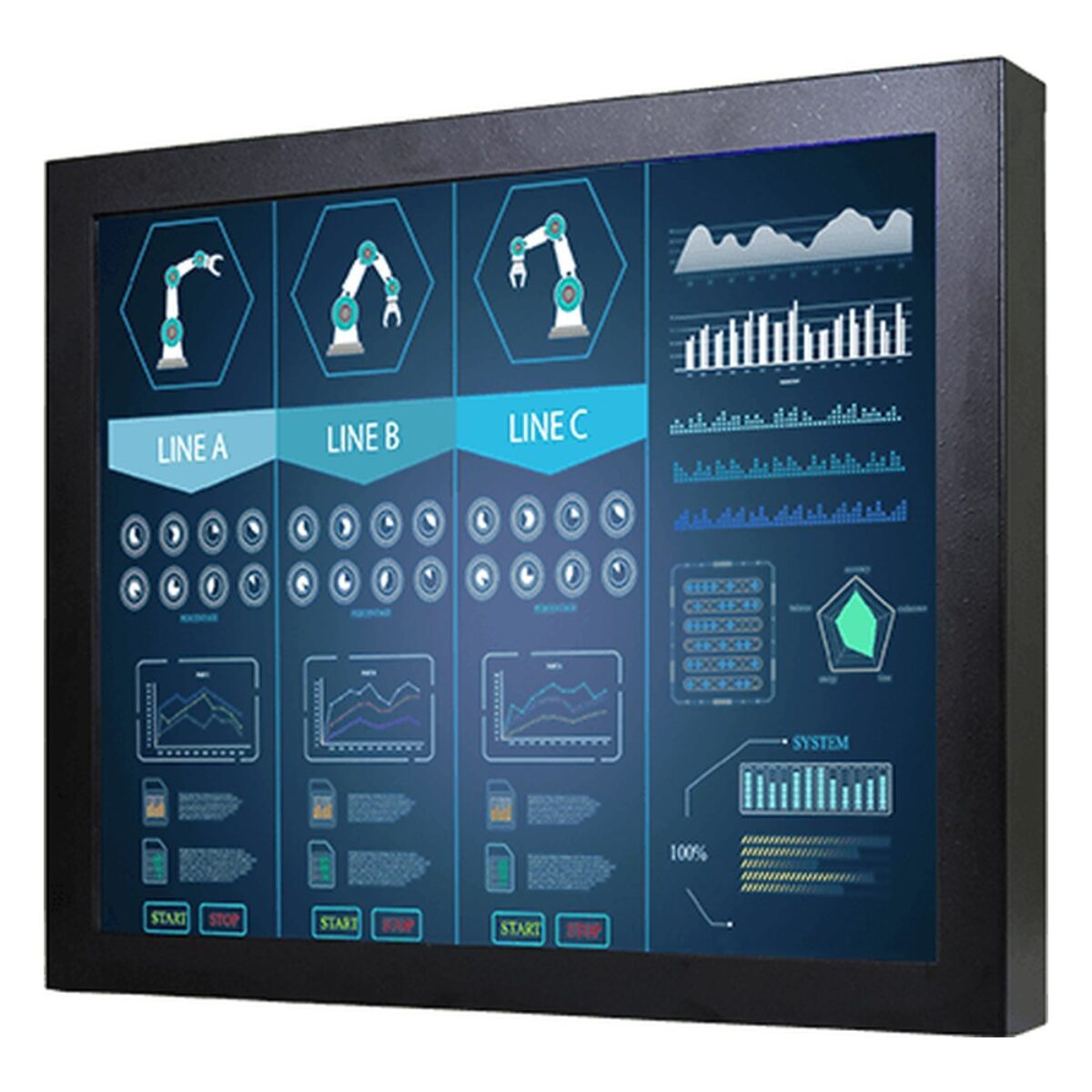 Winmate R19L300-CHM2TR 19 inch monitor, angled front view