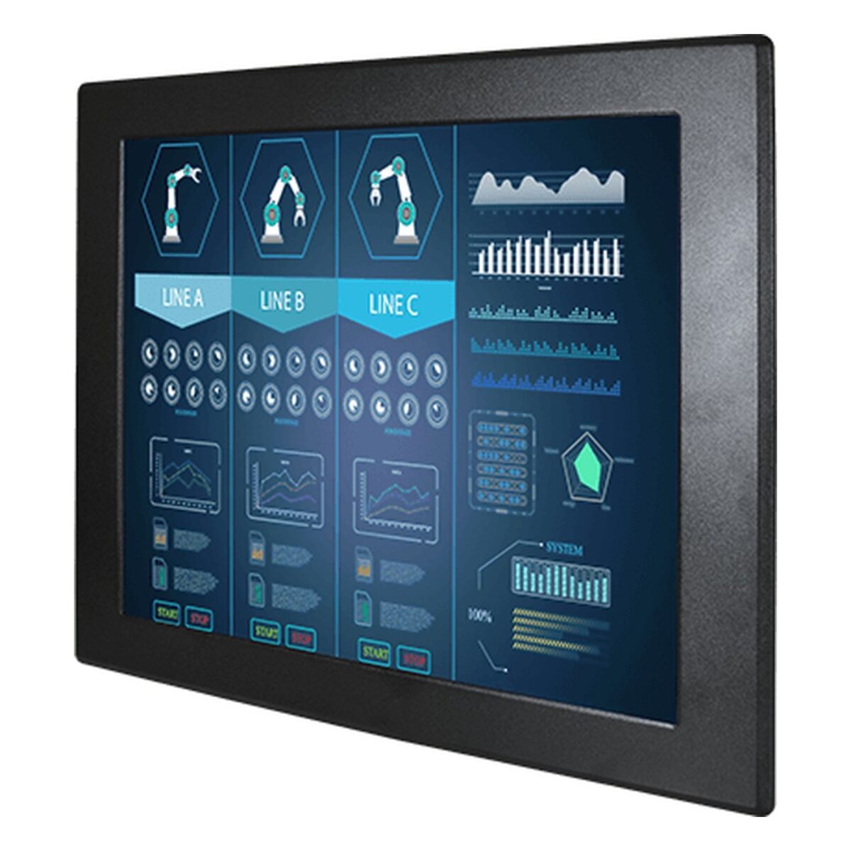 Winmate R19L300-IPA1HB 19 inch monitor, angled front view