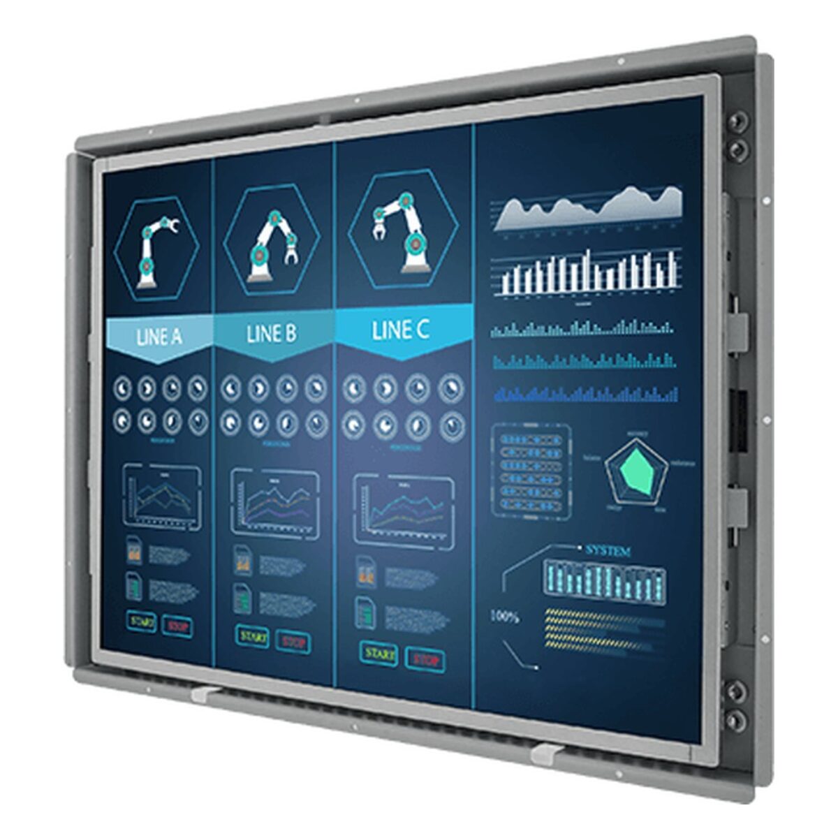Winmate R19L300-OFA1 19 inch monitor, angled front view