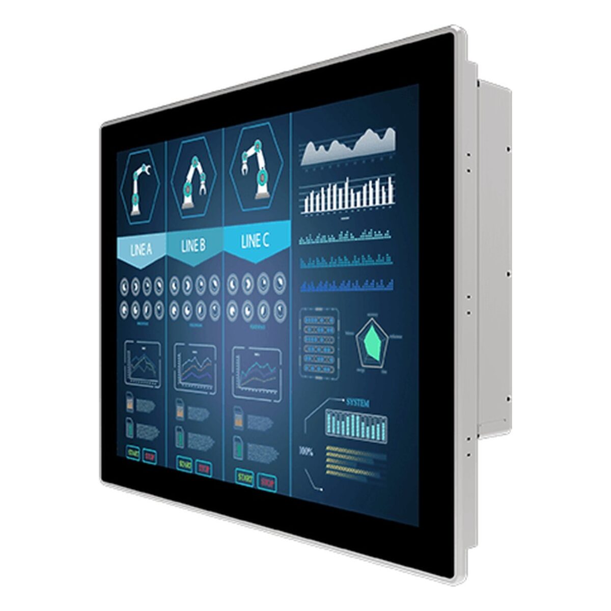 Winmate R19L300-PPA1HB 19 inch monitor, angled front view
