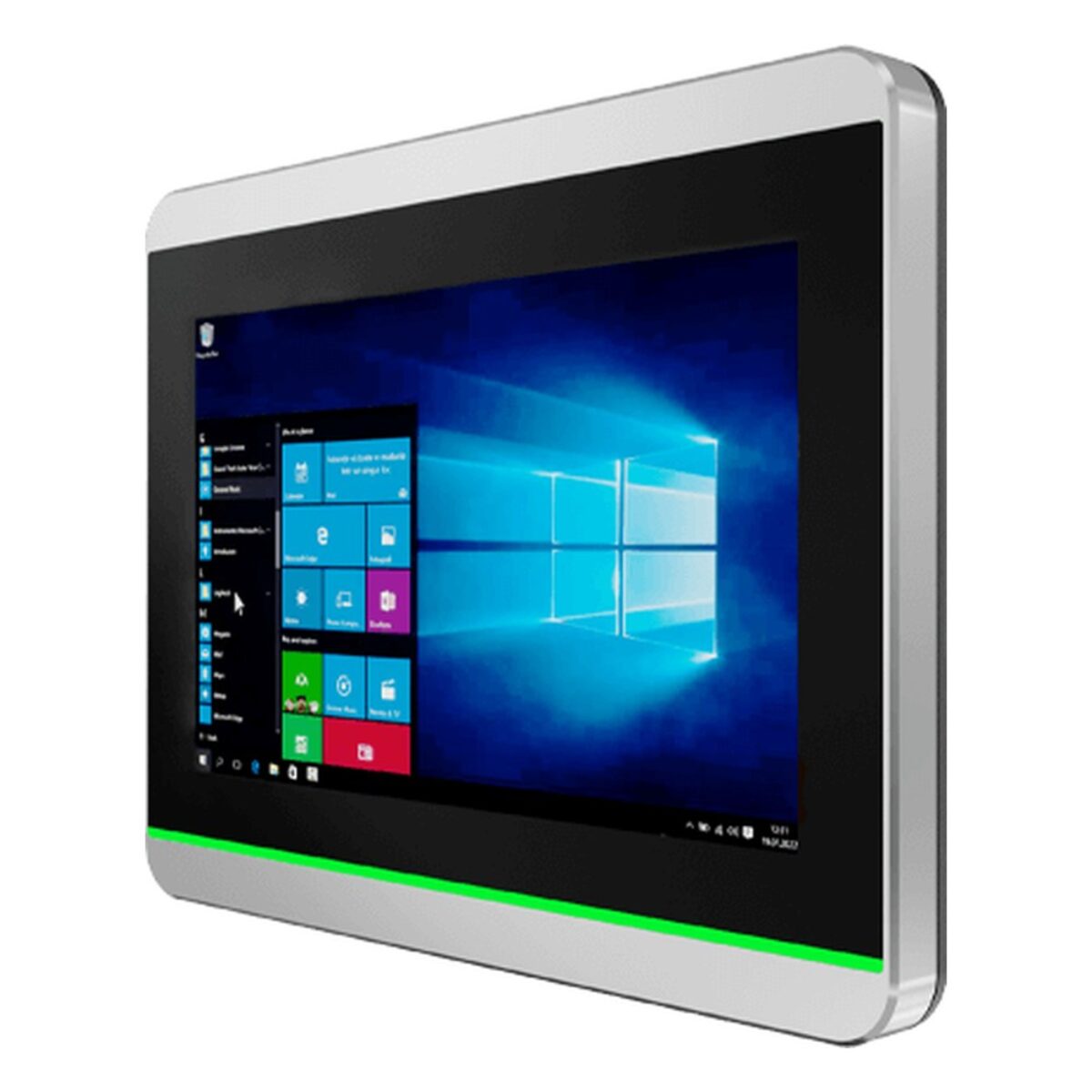 Winmate W07IE3S-PCO1AC-POE 7 inch panel PC, angled front view