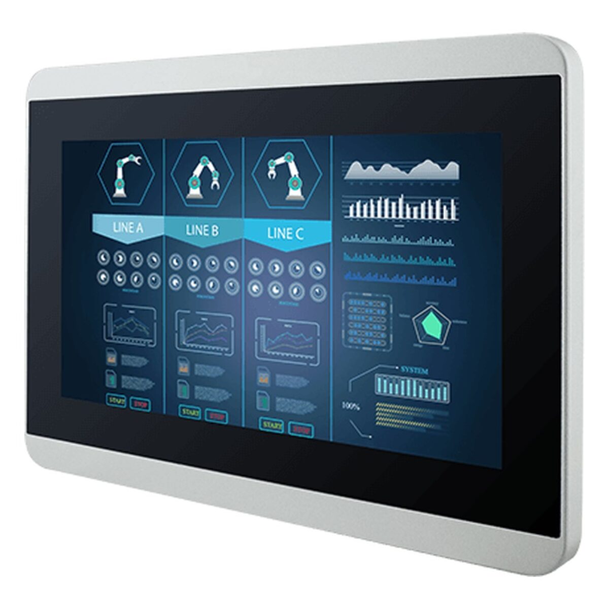 Winmate W07L100-PCO1HB 7 inch monitor, angled front view