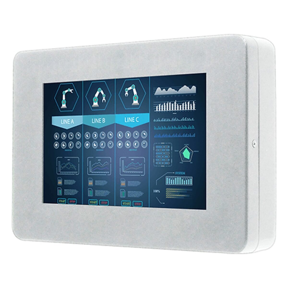 Winmate W07T700-CHA4TR 7 inch monitor, angled front view