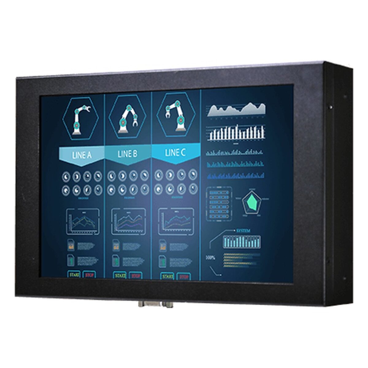 Winmate W10L100-CHA1 10.1 inch monitor, angled front view