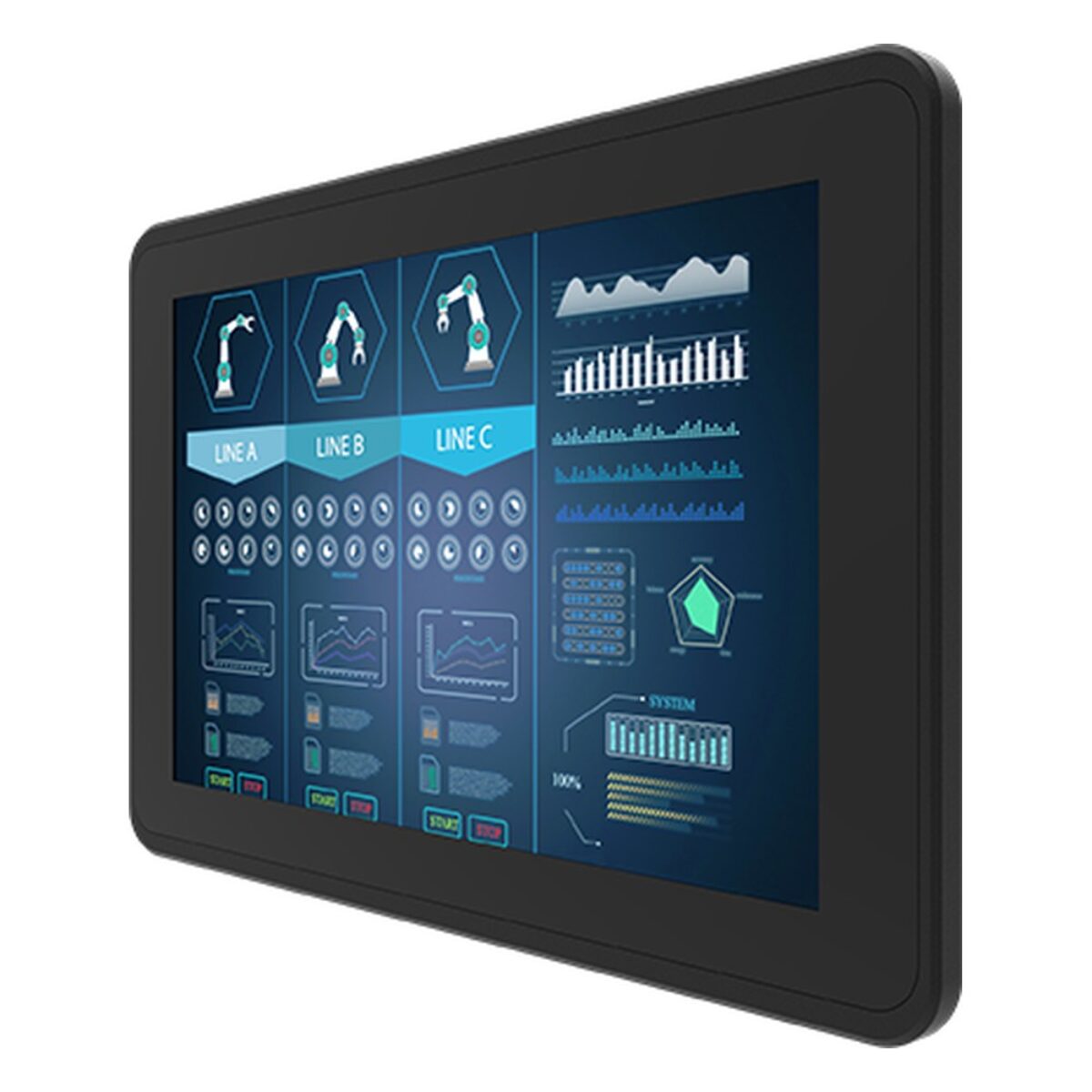Winmate W10L100-EHH2 10.1 inch monitor, angled front view