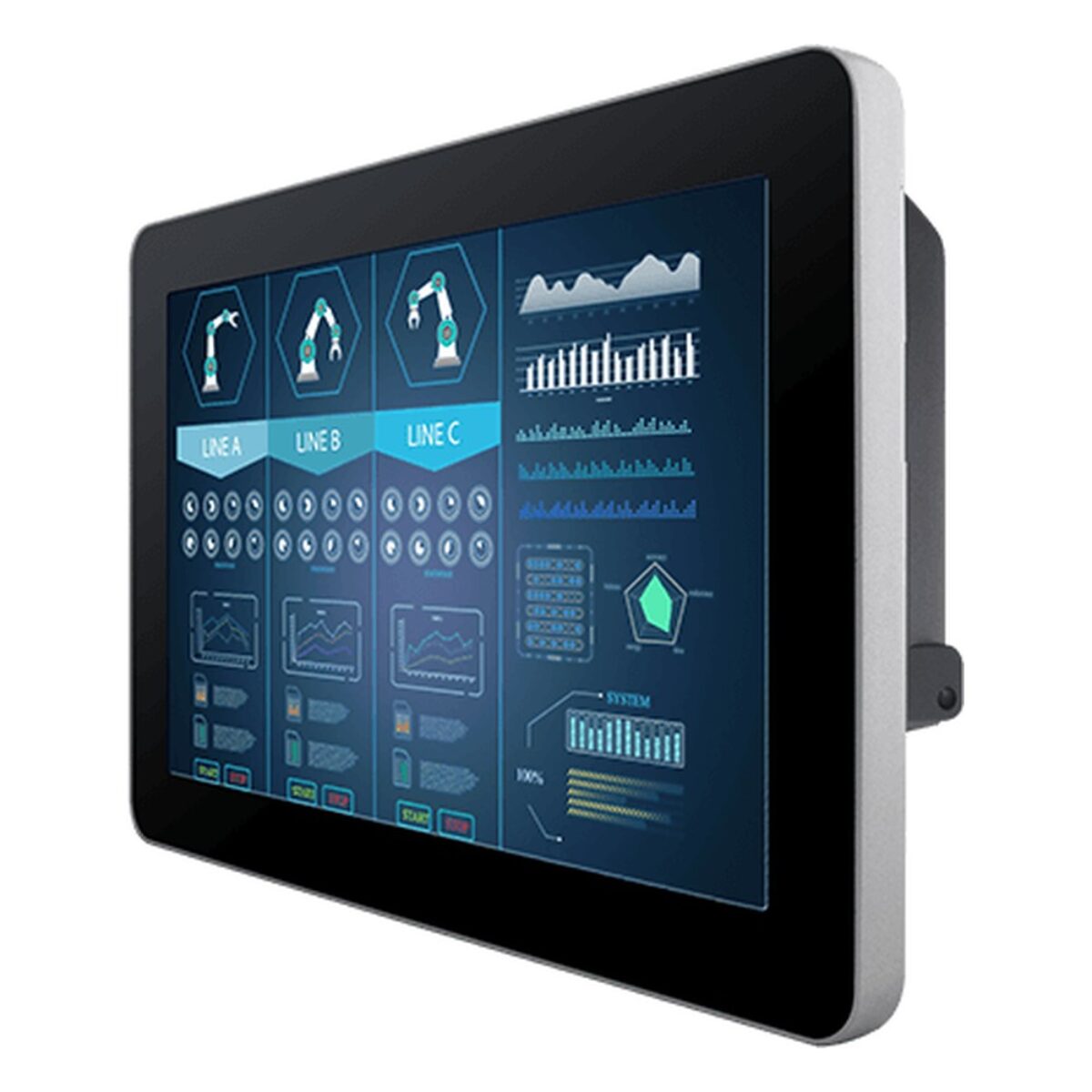 Winmate W10L100-GCH2-C 10.1 inch monitor, angled front view