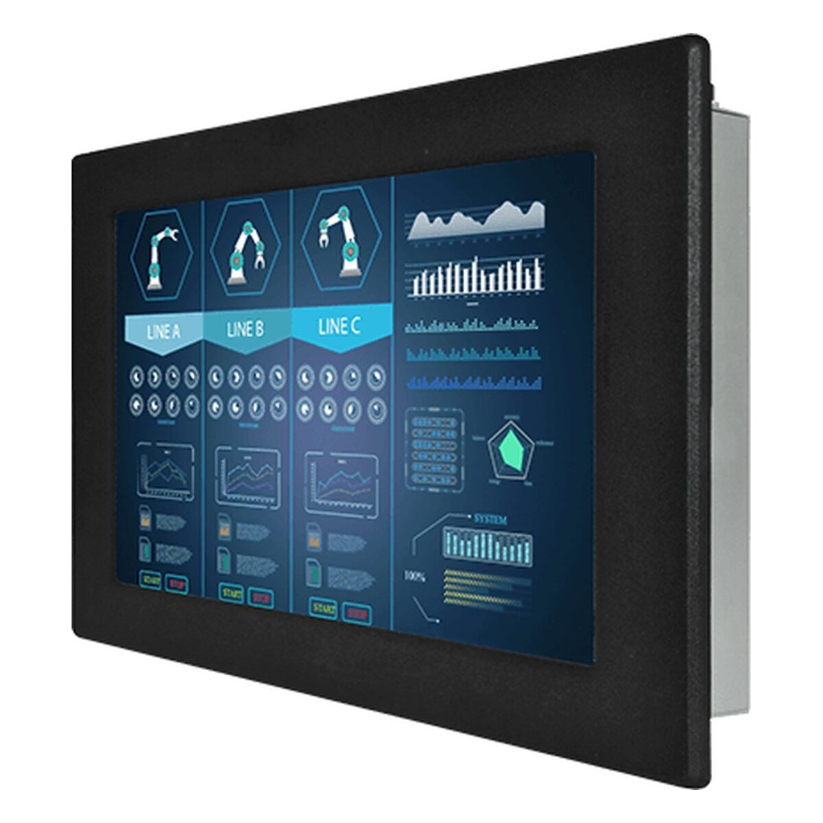 Winmate W10L100-IPH2 10.1 inch monitor, angled front view