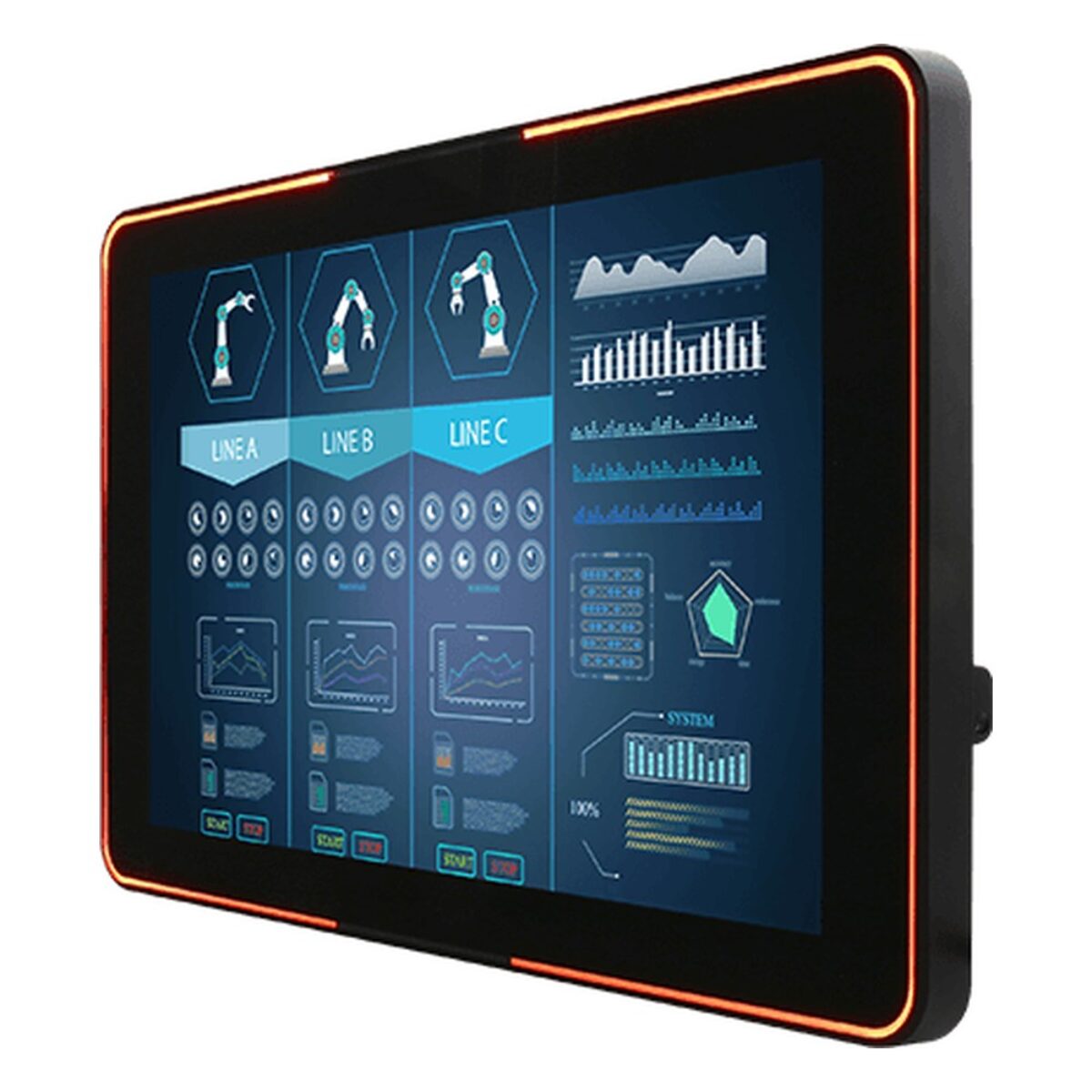 Winmate W10L100-PCH2LB 10.1 inch monitor, angled front view