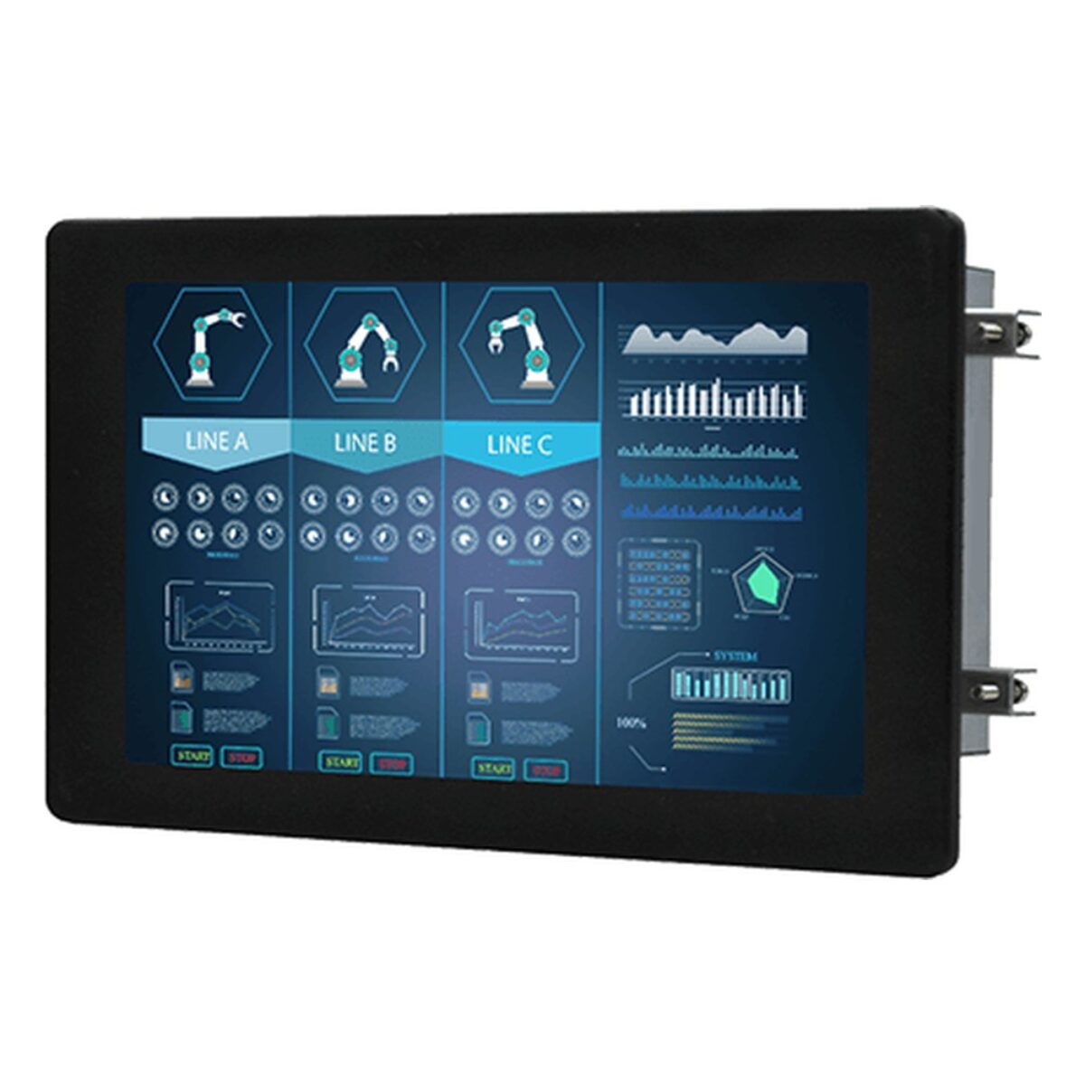Winmate W10L100-PMH2OD 10.1 inch monitor, angled front view