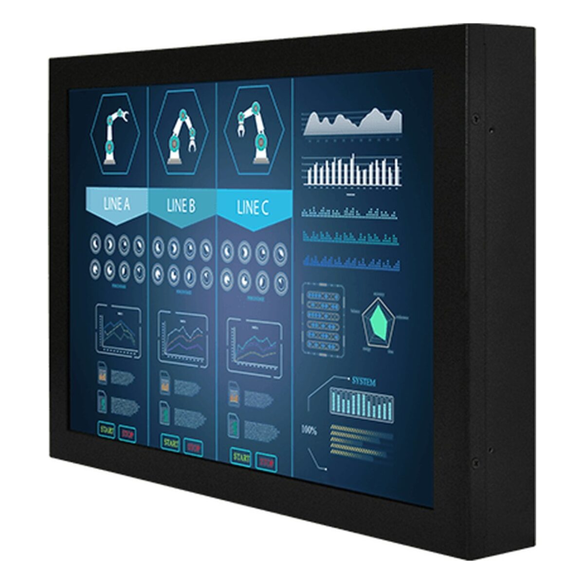 Winmate W12L100-CHM9 12.1 inch monitor, angled front view