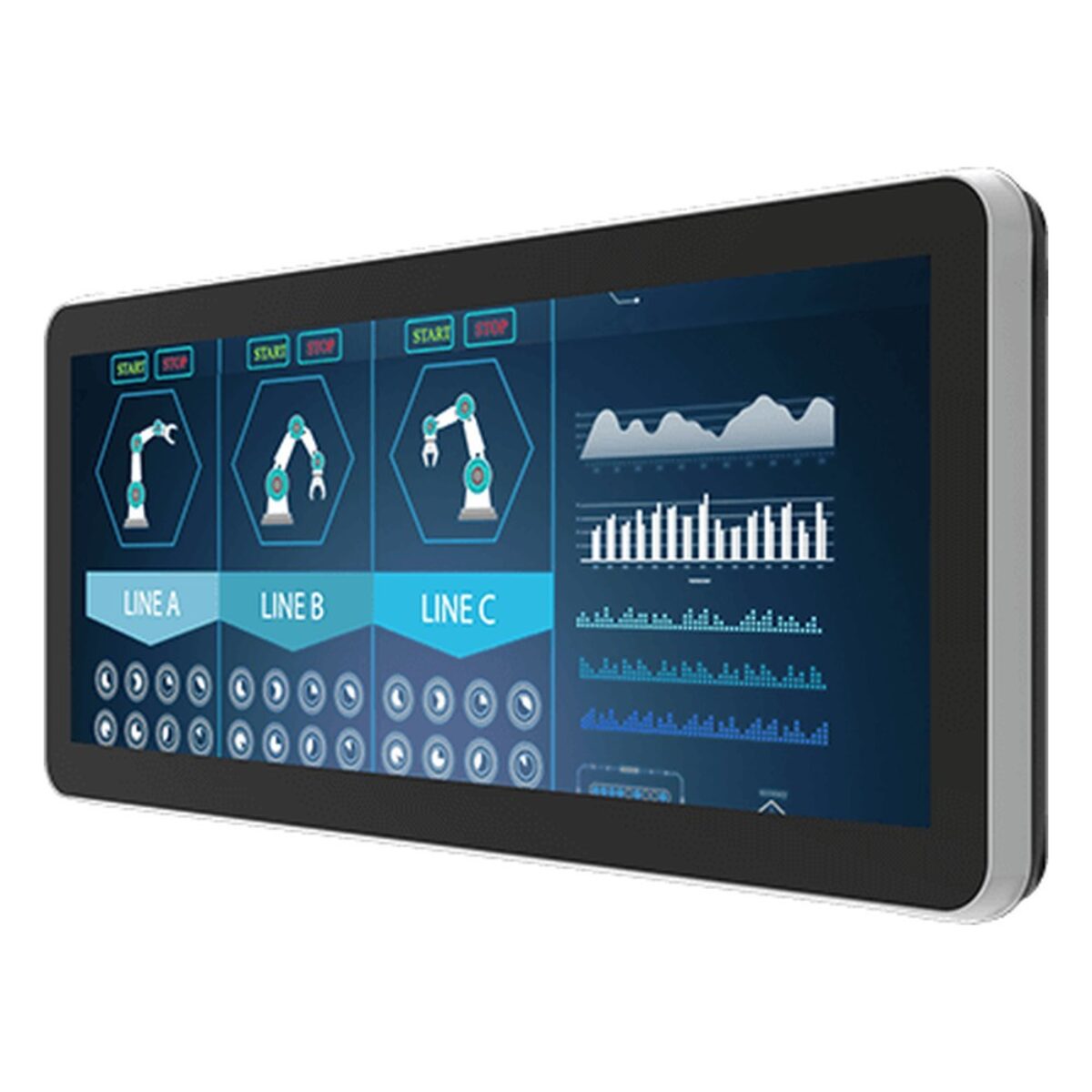 Winmate W12L100-GSB1 12.3 inch monitor, angled front view