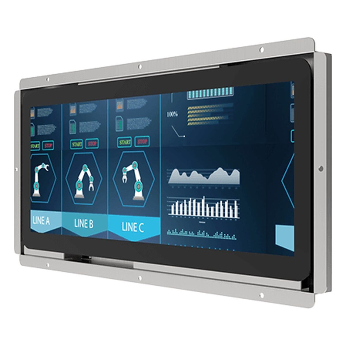 Winmate W12L100-POB1 12.3 inch monitor, angled front view