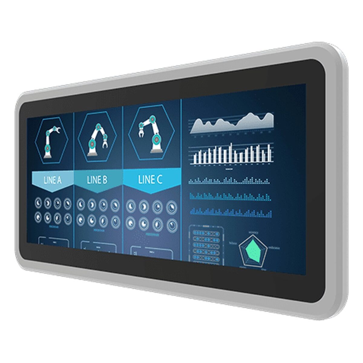 Winmate W12L100-PPB1 12.3 inch monitor, angled front view