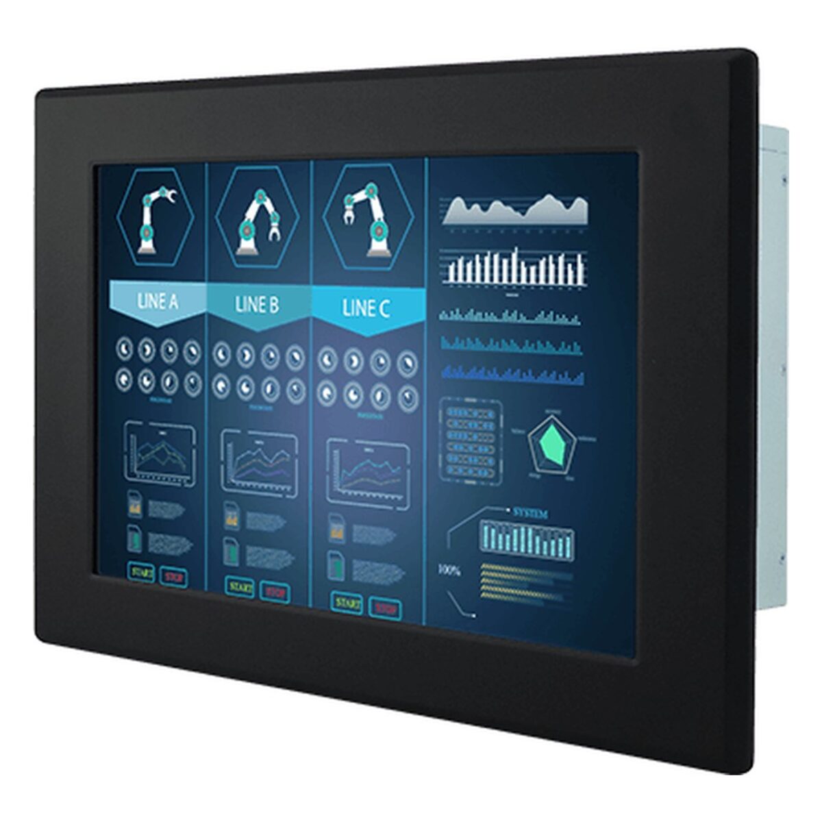 Winmate W15L100-PMA2HB 15.6 inch monitor, angled front view