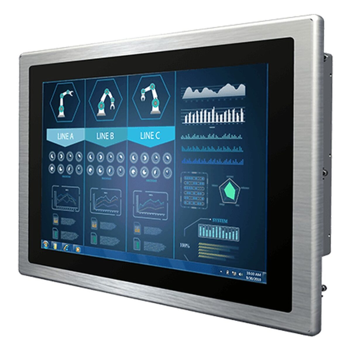 Winmate W15L100-PPA4 15.6 inch monitor, angled front view