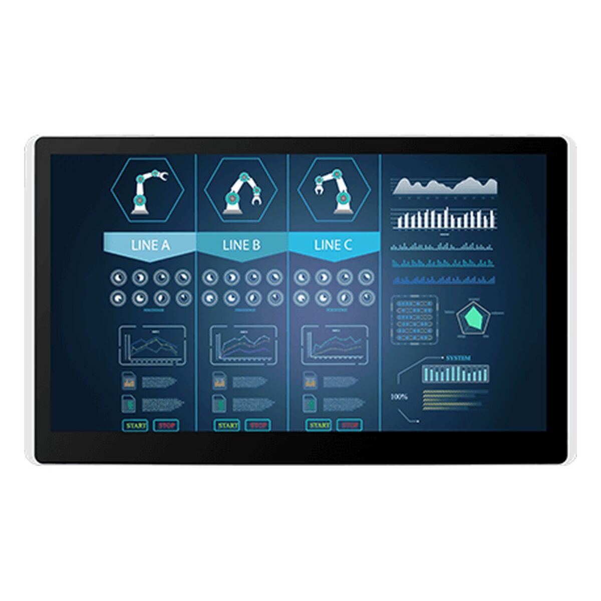 Winmate W15L100-PTA3 15.6 inch monitor, front view of the screen