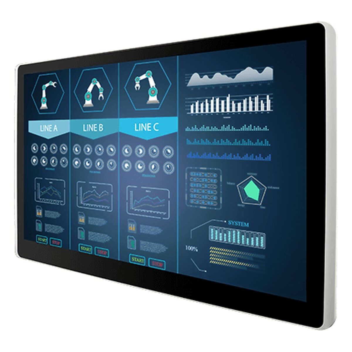 Winmate W15L100-PTA3-C 15.6 inch monitor, angled front view