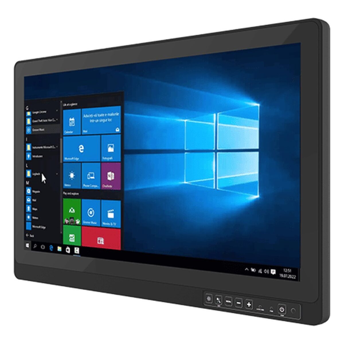 Winmate W22IAD3S-67B2-P(HB) 21.5 inch panel PC, angled front view