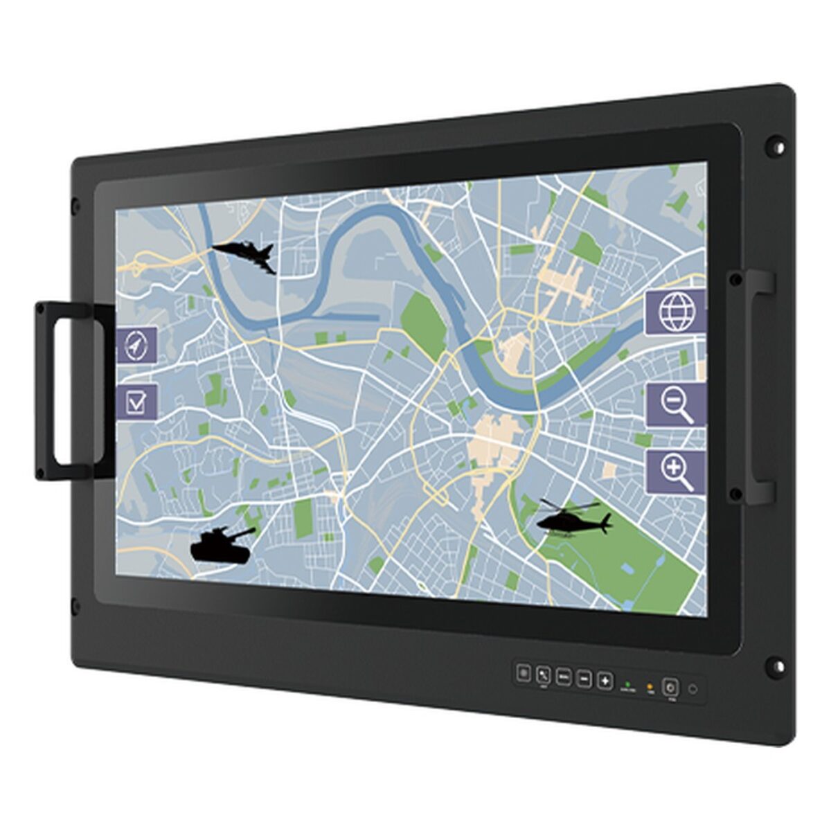 Winmate W22IAD3S-MLA3FP 21.5 inch panel PC, angled front view