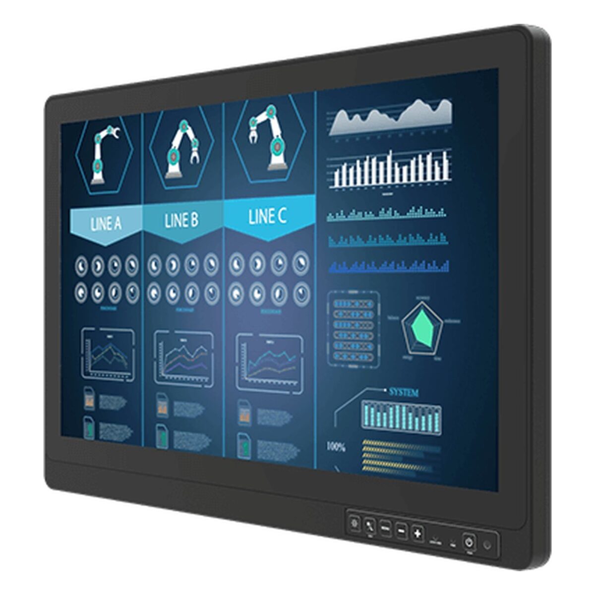 Winmate W22L100-67B2-P(HB) 21.5 inch monitor, angled front view