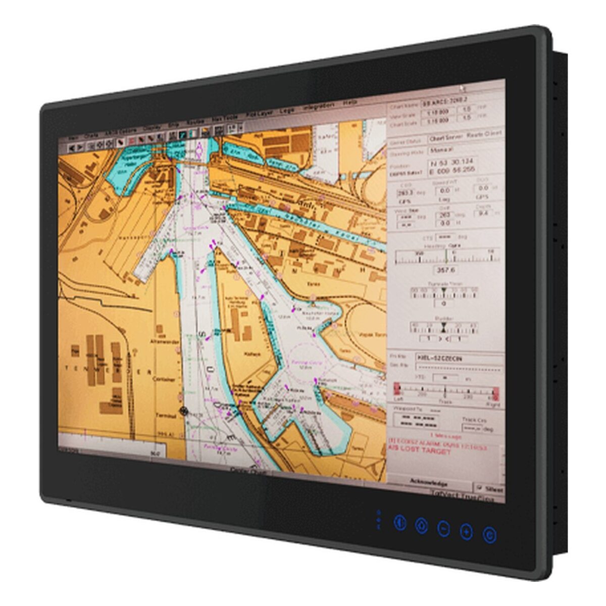 Winmate W24IAD3S-MRA2FP 23.8 inch panel PC, angled front view